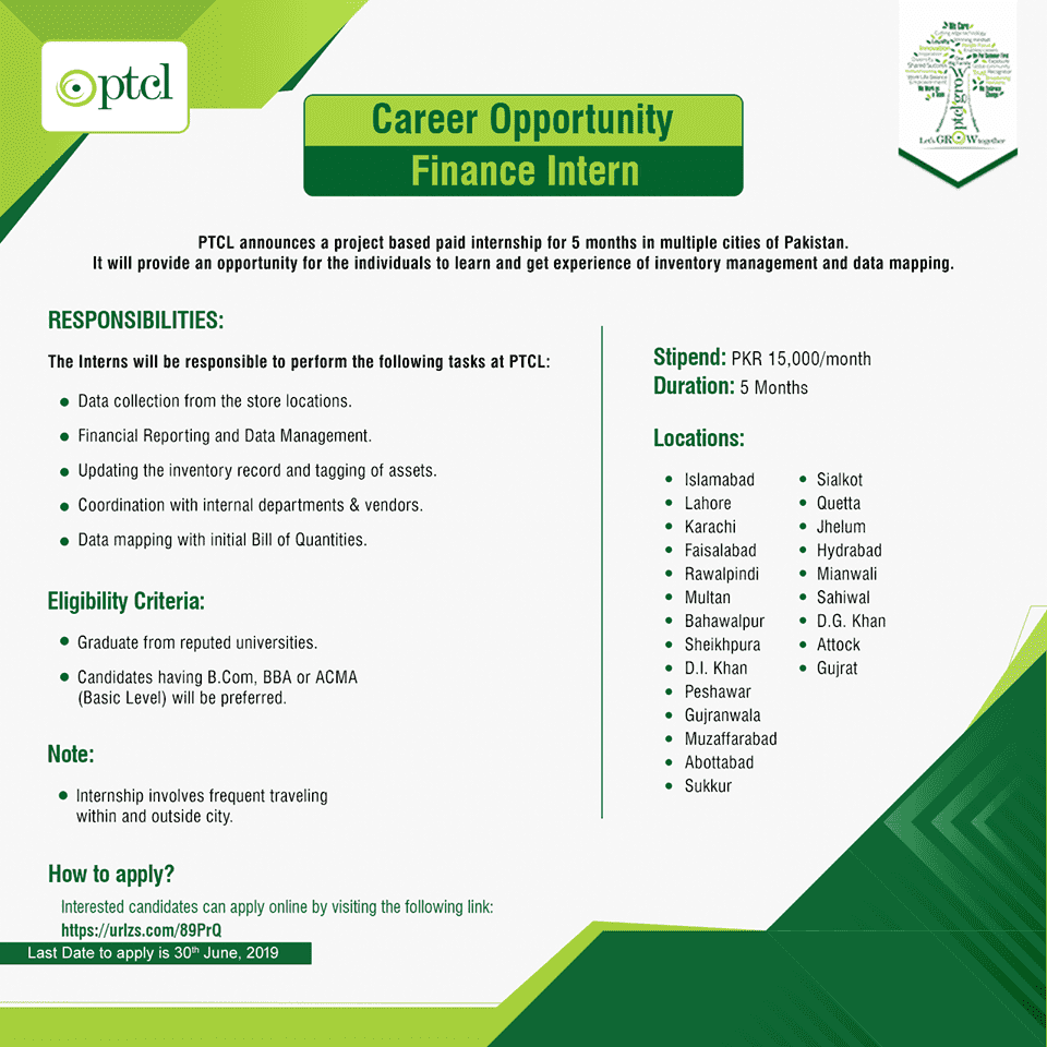 PTCL 1 Year Internship Program 2019-20 Online Registration