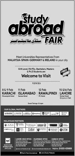 Study in Malaysia Exhibition in Lahore, Karachi & Islamabad 2020