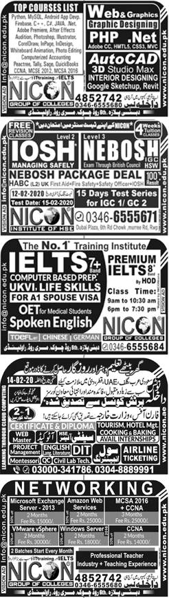 Nicon Group of Colleges Rawalpindi Admission 2024, Courses, Campuses, Fee