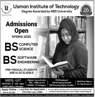 Usman Institute of Technology Karachi Admission 2021