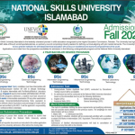 National Skills University Islamabad Admission 2021, Form, Test Result & Merit List