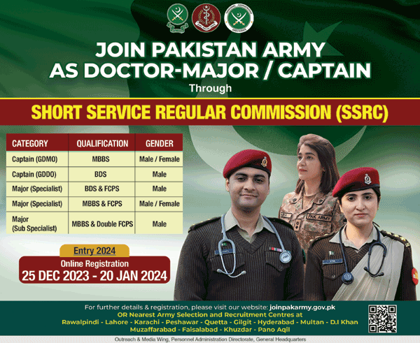 Join Pak Army As Captain, Major Through SSRC 2024 Online Registration