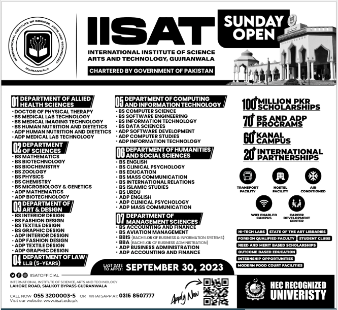 ISSAT University Gujranwala Undergraduate Admission 2023, Apply Online