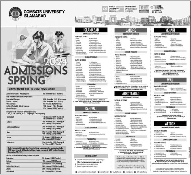 Comsats University Admission 2024
